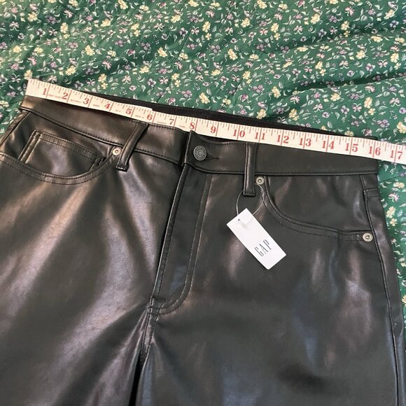 NWT Gap Vintage Slim High Rise Faux Leather Pants Womens 31/12 Black Moto Career - Picture 7 of 10